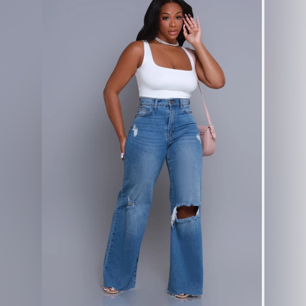 Stretch distressed denim jeans - size 5 womens